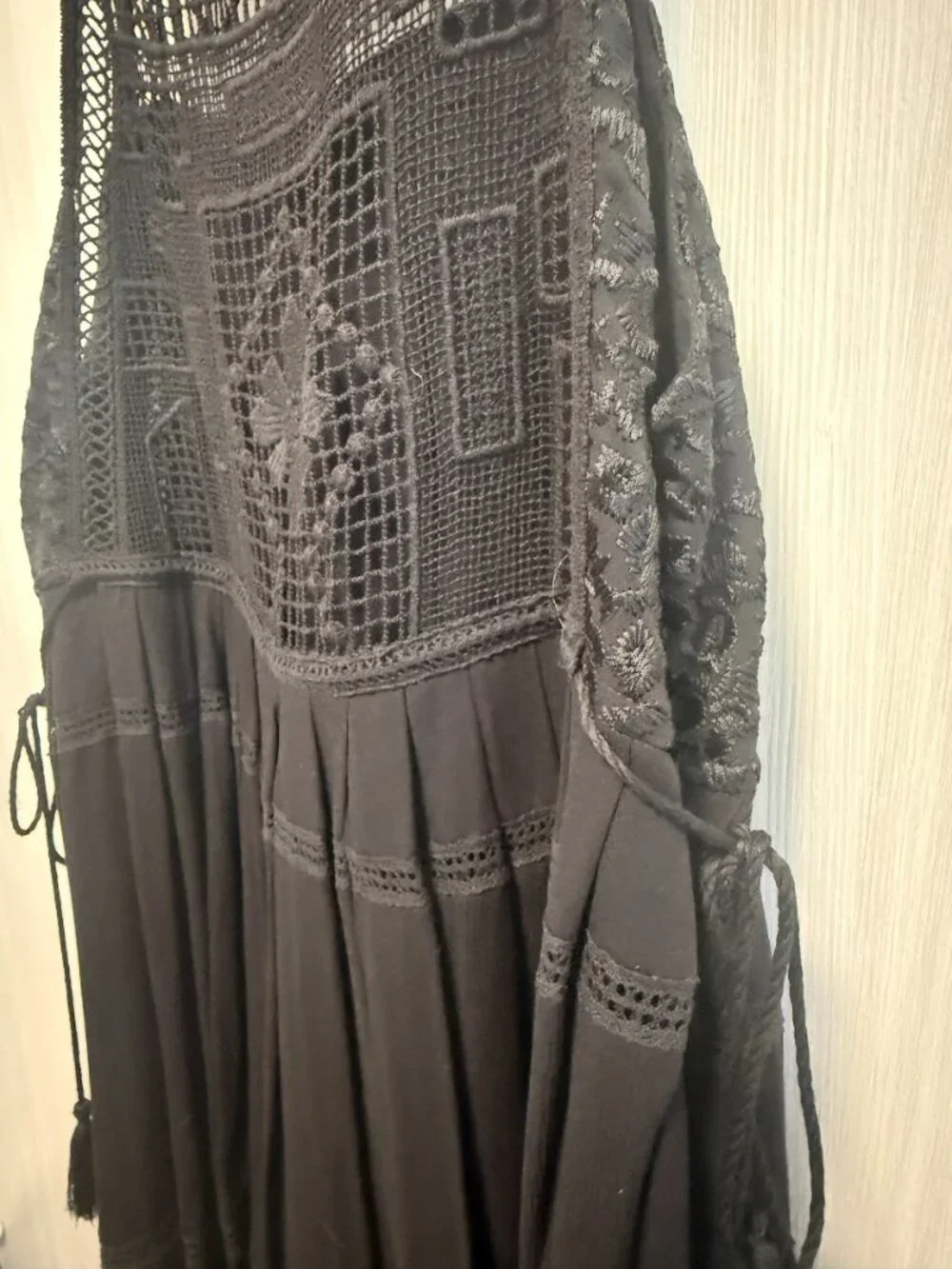 Free People Black Crochet Lace Mini Dress Size Large